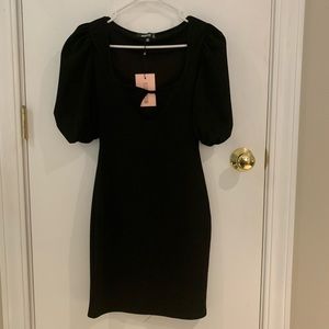 Missguided Puff Sleeve Keyhole Mini Dress